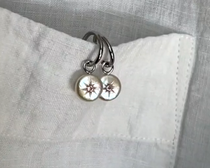 Handmade  Eight-pointed star pearl earrings