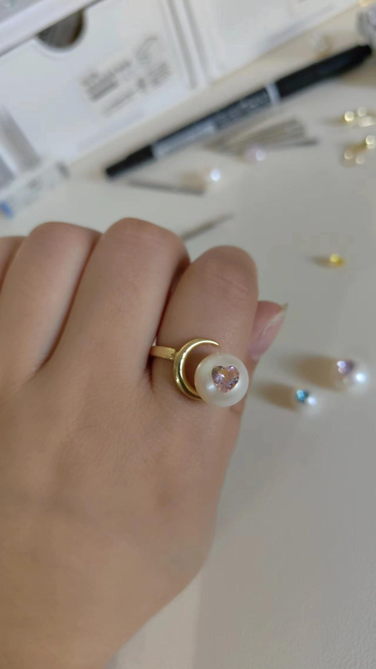 Pearl Inlaid Gemstone Rings