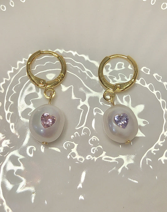 Pearl Inlaid Gemstone Earrings